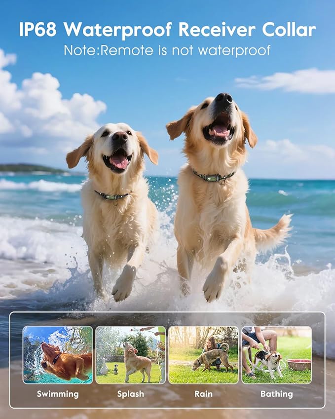 SLOPEHILL Dog Shock Collar,4200FT Dog Training Collar with Remote,IPX8 Waterproof E-Collar with Beep,Vibration,Shock,Flashing Light,No Shock Model,Electric Shock Collar for Dogs,Green 2PCS