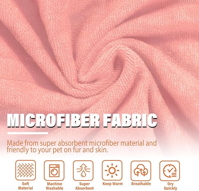 Dog Robe - Fast Drying Towel - Microfiber Super Absorbent Pet Bathrobe, Adjustable Collar & Belly Strap (Pink, X-Large)