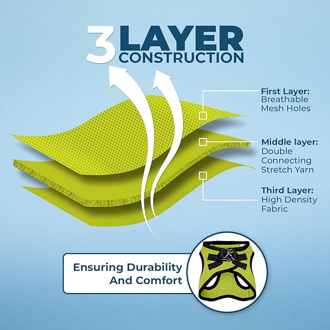 Voyager Step-in Air All Weather Mesh Harness and Reflective Dog 5 ft Leash Combo with Neoprene Handle, for Small, Medium and Large Breed Puppies by Best Pet Supplies - Lime/Black Trim, Medium