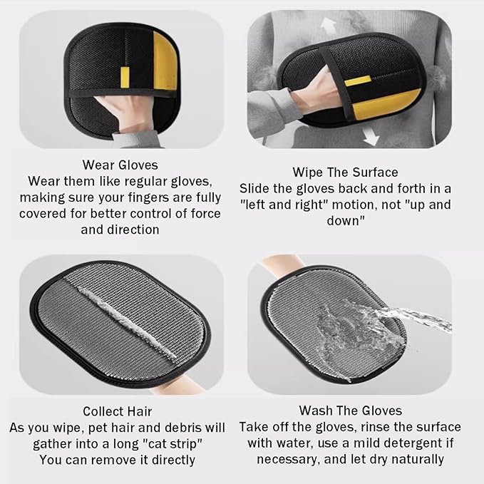 Cat and Dog Specific pet Hair Remover, pet hairRemoval Gloves, Suitable for pet Hair Removal Tools on Sofas, Carpets, Clothes, and Bedding