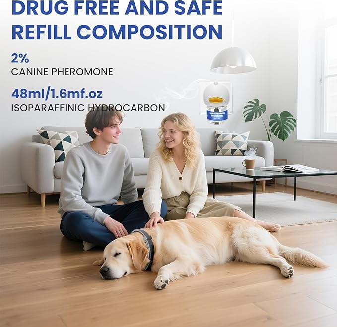 10 Pack Dog Calming Diffuser, Relaxing Pheromone for Dogs Relief Stress Reduce Barking Aggression Scratching（2 Diffuser + 6 Refills + 2 Calming Collars）