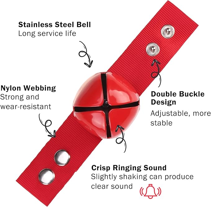 SCENEREAL Large Dog Collar Bell, 2 Pack Dog Bell for Collar, Noise Maker Extra Loud Anti-Theft Bell for Training, Hiking, Walking, Hunting, Pet Tracker, Save Birds & Wildlife, Red x 2, L