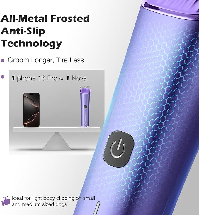 Professional Dog Grooming Clipper with Replacement Blade, 5-in-1 Adjustable A5 Blade Cordless Pet Grooming Kit 2 Speed Trimmer Hair Shaver with Detachable Metal Combs Nova for Animal Horse