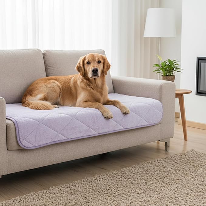 NWK Fluffy Self Warming Cat Mat, Cat Blanket, Thermal Dog Mat, Washable, Non-Slip Bottom for Sofa & Crate & Kennel & Car Seat (Dusty Lavender, X-Large (45'' X 28'' X 0.4''))