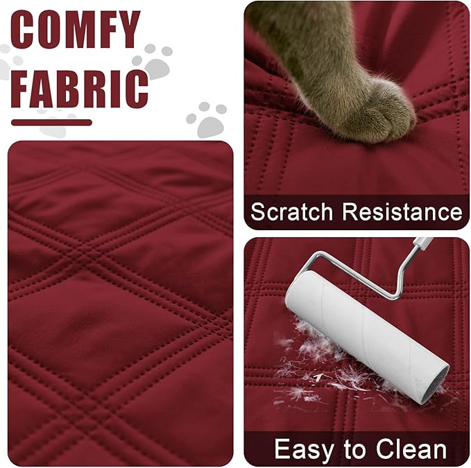 Smiry Waterproof Dog Bed Cover Blanket 52x82, Soft Reversible Pet Blanket, Washable Leakproof Cats Dogs Couch Cover for Sofa, Couch, Furniture, Lattice, Wine Red/Beige