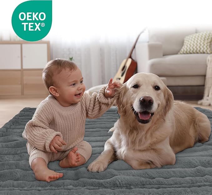 Waterproof Dog Blanket for Bed, Luxury Plush Washable Large Dogs Blankets for Furniture Protection, Super Soft Calming Pet Blanket for Indoors (Grey, 30"x40")