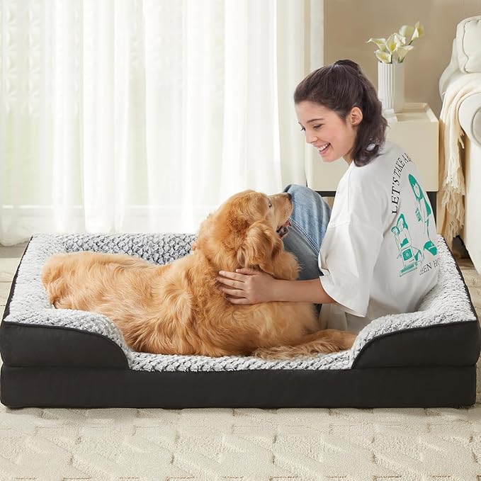 Orthopedic Dog Bed for Medium Dogs, Egg Crate Foam Bed for Medium Dogs, Equipped with Removable Waterproof Pillow Cover and Anti-Slip Bottom, Pet Bed