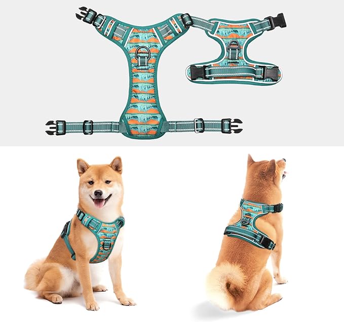 Timos No Pull Dog Harness,No Choke Front Clip Dog Reflective Harness,Adjustable Soft Padded Pet Vest with Easy Control Handle for X-Large Dogs,Wilderness,XL