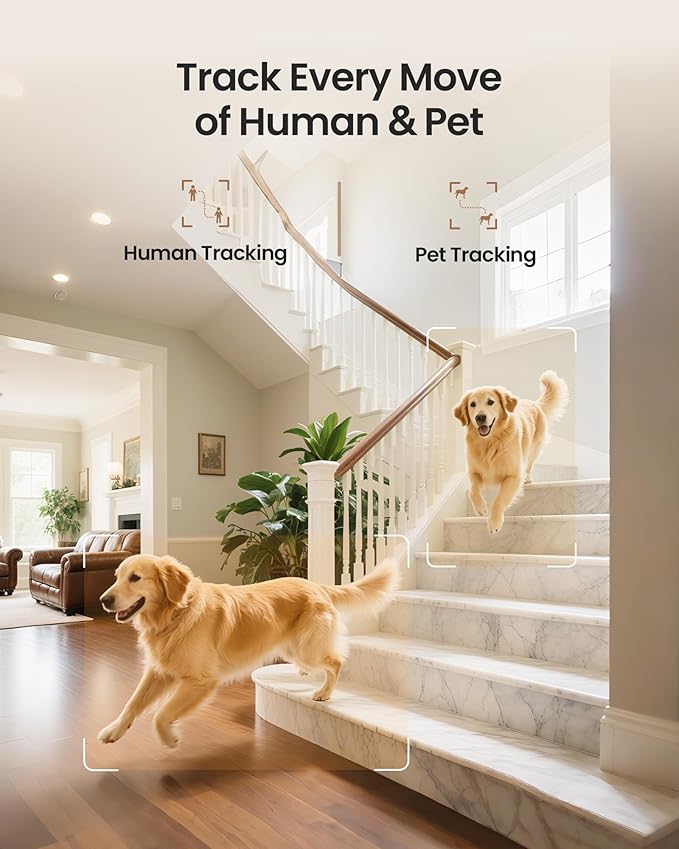 ZOSI 4K Indoor Security Camera, C518 WiFi Pan/Tilt Pet/Dog/Baby Plug-in IP Camera, Auto Tracking, AI Human/Face/Pet Detection, 360° View, Night Vision, 2-Way Audio, 5GHz/2.4GHz WiFi, 64G Memory Card