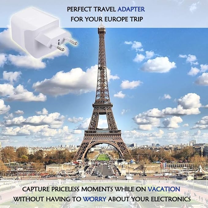 Ceptics European, Egypt Travel Adapter Plug with Dual USB - Type C - Europe - Usa Input - Light Weight - Perfect for Cell Phones, Chargers, Cameras and More - 2 Pack
