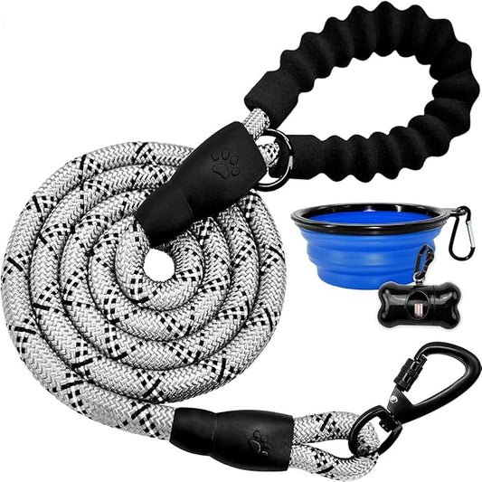 BARKBAY Dog Leashes for Large Dogs Heavy Duty Dog Leash 4/5/6 FT with Comfortable Padded Handle and Highly Reflective Threads for Medium Large Dogs Walking Training Running (5FT-1/2'',Gray)