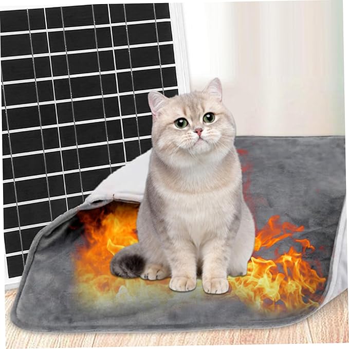 Solar Panel Pet Heating Pad 12V Soft & Warm Heated Pet Mat IPX7 Waterproof Portable Heated Blanket for Dogs Cats Outdoor, Heating Pad for Pets