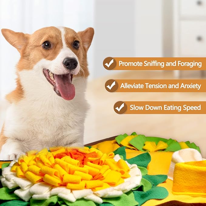 Snuffle Mat for Dogs, Pet Snuffle Matt for Small and Medium Dogs, Interactive Sniff Mat Feeding Mat for Puppies, Slow Feeder Sniffing Dog Treat Mat for Training and Stress Relief
