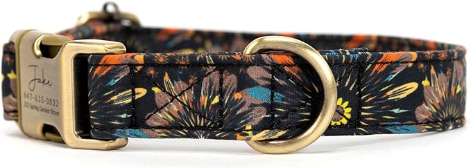 Personalized Dog Collar with Name and Phone Number Engraved,Adjustable Custom Puppy Collar,Organic Cotton Pet Collar for Small Medium Large Boy Girl Dogs