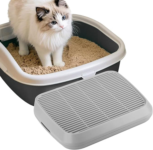 Cat Litter Box Ramp Litter Box Step for Self Cleaning Mat Cat Ramp with Filter Function, Anti-Tracking Trapping Pet Pedal Step Washable Easy to Clean, Suitable for Kitten & Senior Cats (Grey)