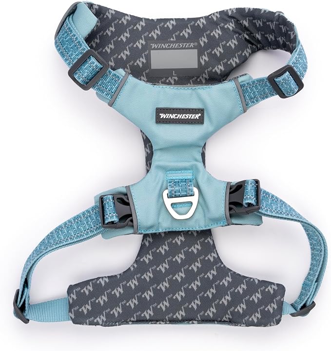 Winchester Pet No-Pull Adjustable Soft Padded Dog Vest Harness with Reflective Stitching, Aqua Haze, Medium