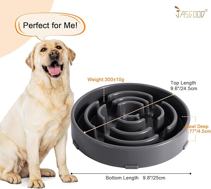 Slow Feeder Dog Bowls for Large Dogs Anti-Chocking Slower Feeder Dog Puzzle Bowl Pet Slow Eating Interactive Bloat Stop Dog Food Bowl JASGOOD,Light Grey,Large