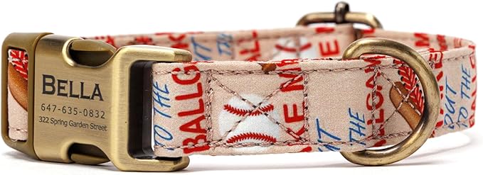 Personalized Dog Collar with Name and Phone Number Engraved,Adjustable Custom Puppy Collar,Organic Cotton Pet Collar for Small Medium Large Boy Girl Dogs