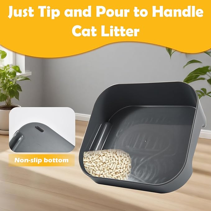 SpaceTime Elevated Cat Litter Mat for Litter Box,Trapping Litter Ramp/Steps for Floor Indoor,Washable Easy Cleaning Cat Pad with Filter Function,Suitable for Kitty & Senior Cats (Deep Grey)