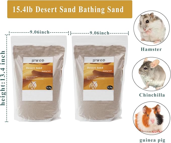 Hamster Bath Sand, 15.4lb Dust Free Desert Sand or Potty Litter Sand for Hamster Chinchillas Gerbil Syrian Mice Small Animals(Beige)