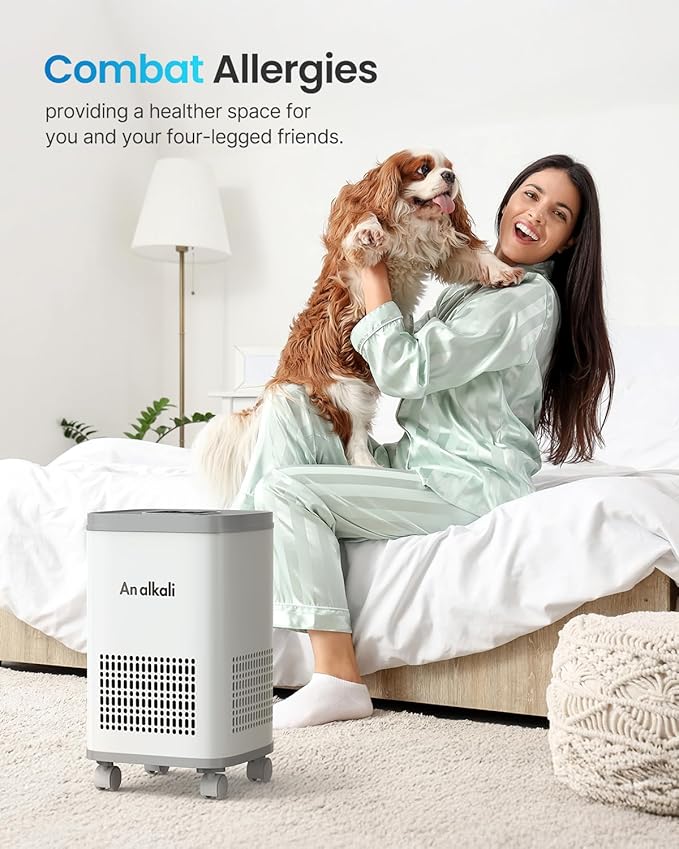 Pet freshens and removes odors for Large Rooms up to 2200 Sq.Ft | alkali Filter & Activated Carbon | Smart PM2.5 Sensor, APP & Remote Control | 3 Washable Filters, LED Display| Odor & Allergy Removal