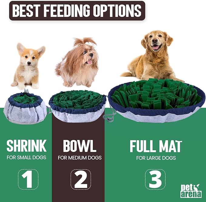 PET ARENA Snuffle Mat for Dogs - Adjustable Interactive Puzzle Toy for Large & Small Breed Slow Feeder for Mental Stimulation & Stress Relief Encourages Natural Foraging Ideal for Indoor & Outdoor Use