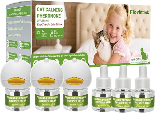 9 Pack Cat Calming Pheromone Diffuser - Cat Calming Diffuser for Multi-Cat Homes - Stops Fighting, Reduces Stress & Anxiety - 180 Day Supply w/ 3 Diffusers & 6 Refills (48ml Each)