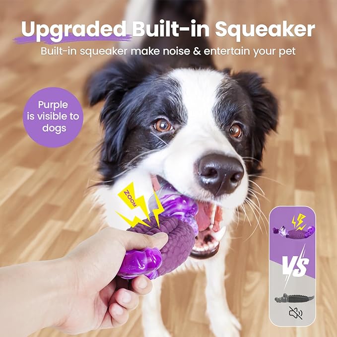 HGB Tough Dog Chew Toys for Aggressive Chewers, Squeaky Indestructible Dog Toy for Large Dogs to Keep Them Busy & Reduce Boredom for Small, Medium, Large Breed, Bacon Flavor