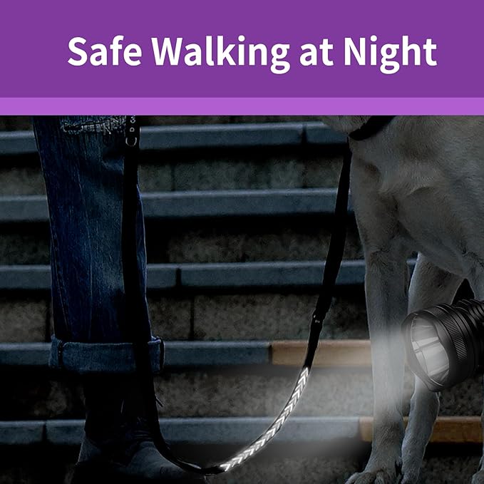 Reflective Dog Leash Fix Length, Waist for Dog Walking, Running for Small &Medium Dogs with Reflective Strips Black