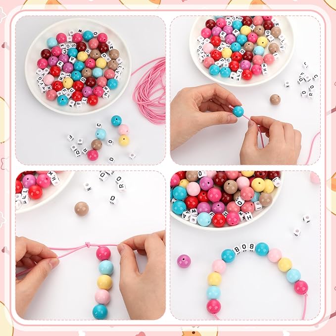 Quelay Personalized DIY Beaded Dog Collars Adjustable Letter Name Colored Beaded Pet Collar Bracelet for Small Medium and Large Dogs Pet Lover Gifts