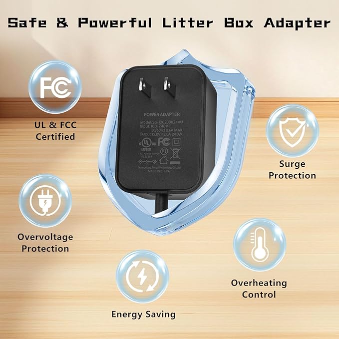 12V DC Power Supply, Replacement for PetPivot Self Cleaning Cat Litter Box, Litter Box Power Cord Compatible with PetPivot Self Cleaning Cat Litter Box