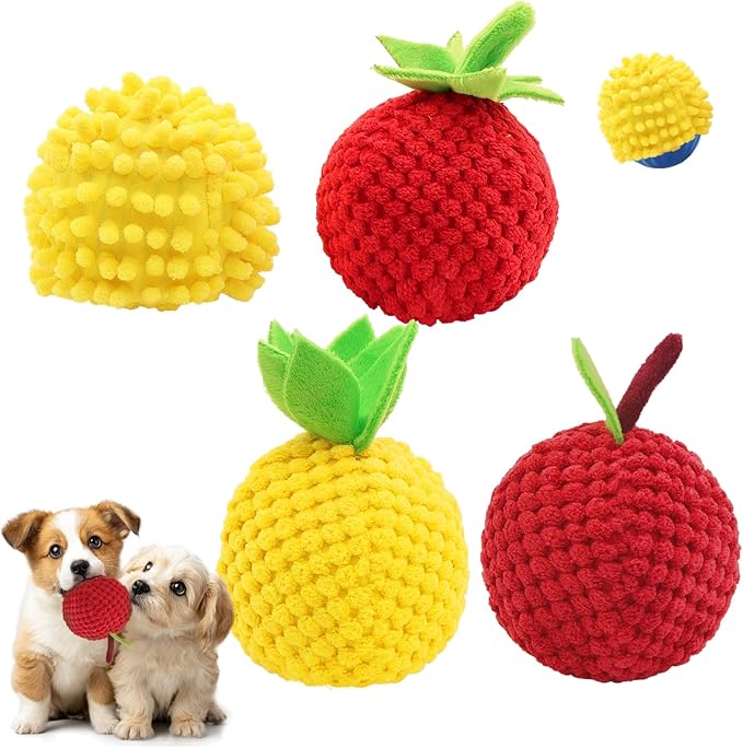 4 Pcs Interactive Dog Ball Toys Covers - Fruit-Shaped Cover Suitable for Our Interactive Dog Balls, Our Dogs Ball Exclusive Replacement Covers