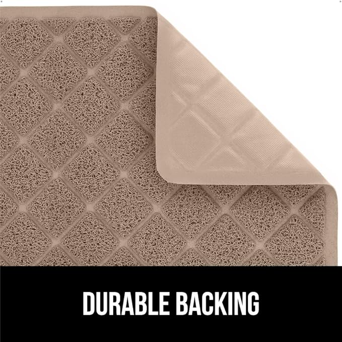 GORILLA GRIP Cat Litter Box Mat, 35x23, Water Resistant, US Designed Kitty Litter Trapping Mats, Easy to Clean, Scatter Control, Less Mess and Clean Floors, Kitten Supplies for Indoor Cats, Beige