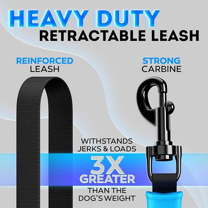 2026 New - Heavy Duty Retractable Dog Leash for Small, Medium & Large Dogs up to 120 lbs – 16.4 ft Strong Nylon Tape, 360° Tangle-Free Control – One-Click Quick Lock for Smooth Walks – Ergonomic Grip
