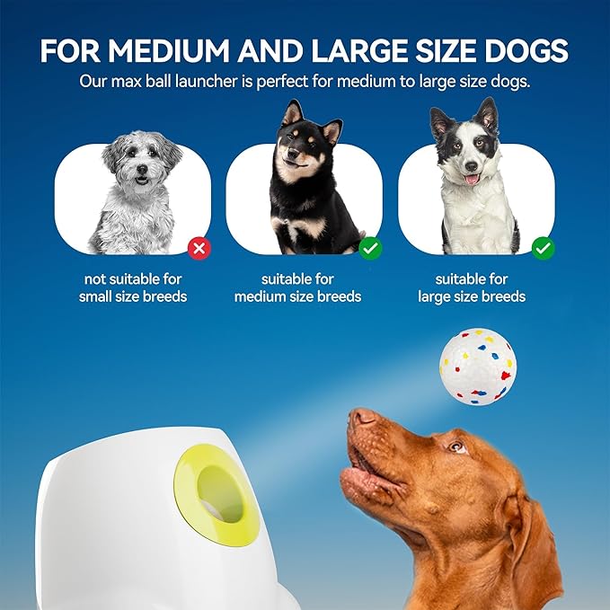 ALL FOR PAWS Automatic Dog Ball Launcher with 2.5in EPTU Balls, Ball Thrower for Medium to Large Dogs, Interactive Dog Fetch Toy for Mental & Physical Exercise
