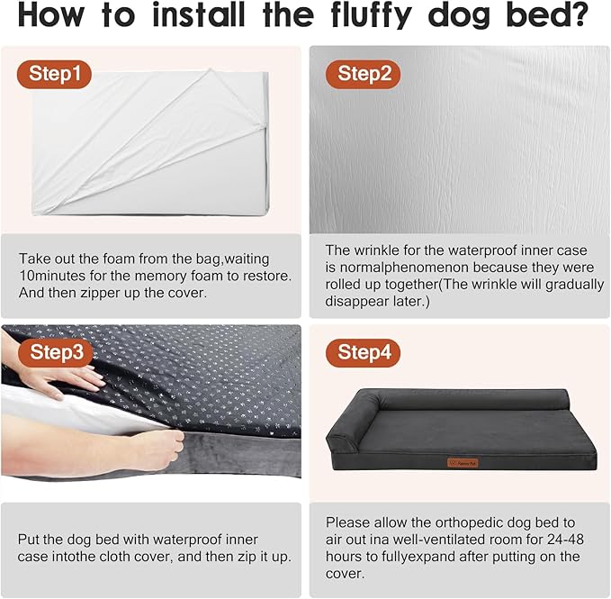 Orthopedic Dog Bed for Small ＆ Medium Dogs, 30"x20"x6" Memory Foam Pet Bed with Washable Microsuede Cover, TPU Waterproof Liner & Nonskid Bottom, for Indoor, Outdoor, Crate ＆ Car Use, Dark Grey