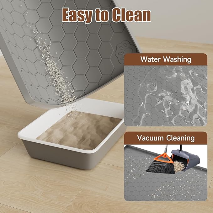 Pawinner Cat Mat for Litter Box, 40" X 28" Large Silicone Cat Litter Trapping Mat, Waterproof Kitty Litter Mat, Soft on Kitty Paws, Urine-Proof, Easy to Clean, Non-Slip Kitty Scratch Pad for Floor