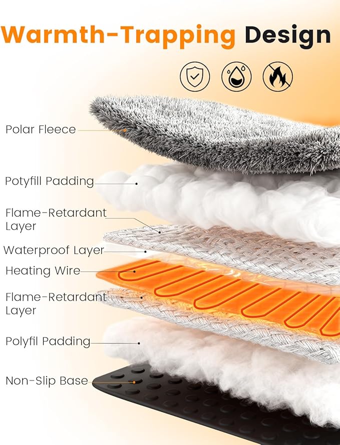 Mora Pets Dog Heating Pad Heated Cat Bed 9 Adjustable Temperature Pet Warming Mat with Timer Auto Power Off Waterproof Heated Pet Blanket 28 Inch for Cats and Dogs Indoor