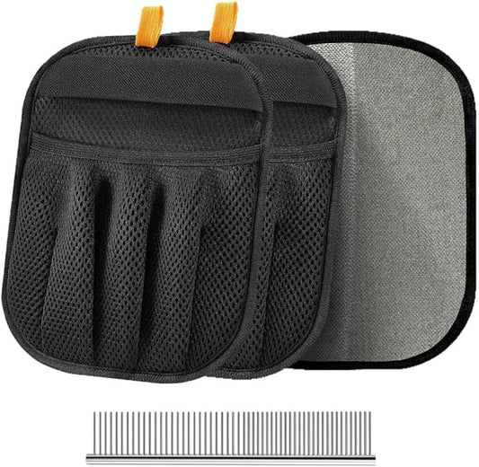 Pet Hair Removal Gloves for Cats and Dogs, Ultimate Deshedding & Grooming Kit with Electrostatic Magic Brush, Reusable Pet Hair Remover for Couch, Car, Laundry, Furniture Cleaning.(2 Gloves + Comb)