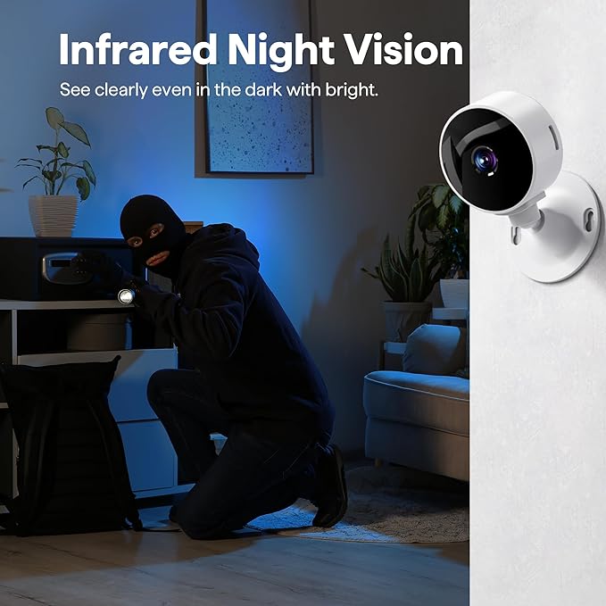 2K 3MP Pet Camera Indoor Security Camera, Cameras for Home Security with 25ft Night Vision, AI Detection, Motion Alerts, 2-Way Audio, 24/7 Cloud&SD Card Storage, Works with Alexa/Google