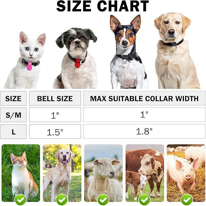 SCENEREAL Large Dog Collar Bell, 2 Pack Dog Bell for Collar, Noise Maker Extra Loud Anti-Theft Bell for Training, Hiking, Walking, Hunting, Pet Tracker, Save Birds & Wildlife, Red x 2, L