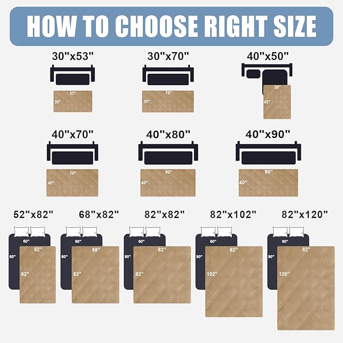 Smiry Waterproof Dog Bed Cover Blanket 40x70, Soft Reversible Pet Blanket, Washable Leakproof Cats Dogs Couch Cover for Sofa, Couch, Furniture, Lattice, Camel/Beige