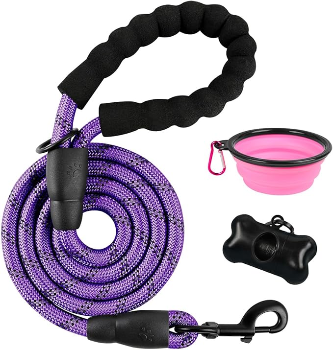 BARKBAY Dog Leashes for Large Dogs Heavy Duty Dog Leash 4/5/6 FT with Comfortable Padded Handle and Highly Reflective Threads for Medium Large Dogs Walking Training Running (5FT-1/2'',Purple)