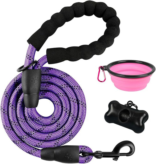 BARKBAY Dog Leashes for Large Dogs Heavy Duty Dog Leash 4/5/6 FT with Comfortable Padded Handle and Highly Reflective Threads for Medium Large Dogs Walking Training Running (5FT-1/2'',Purple)
