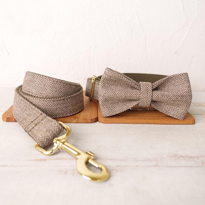 Polyester Personalized Dog Collar with Name and Phone Number, Customizable Laser-Engraved Collar with Metal Quick Release Buckle for Dogs (Warm Gray)