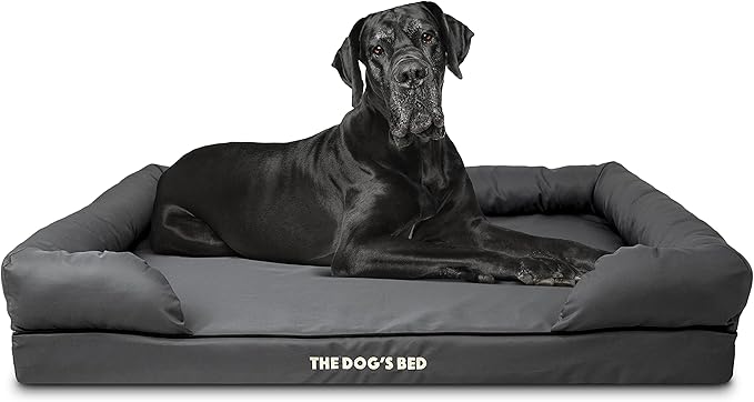 The Dog’s Bed, Dog Bed XXL Grey, Memory Foam, Pain Relief: Arthritis, Hip & Elbow Dysplasia, Post Surgery, Lameness, Supportive, Calming, Waterproof Washable Cover, Veterinary Approved