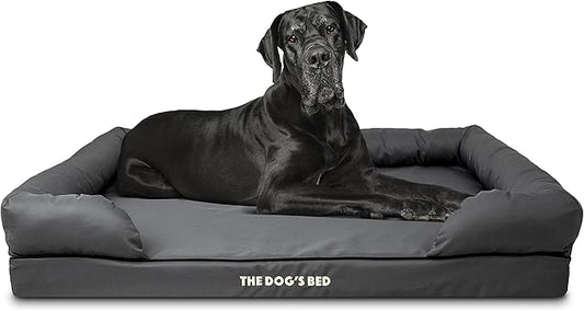 The Dog’s Bed, Dog Bed XXL Grey, Memory Foam, Pain Relief: Arthritis, Hip & Elbow Dysplasia, Post Surgery, Lameness, Supportive, Calming, Waterproof Washable Cover, Veterinary Approved