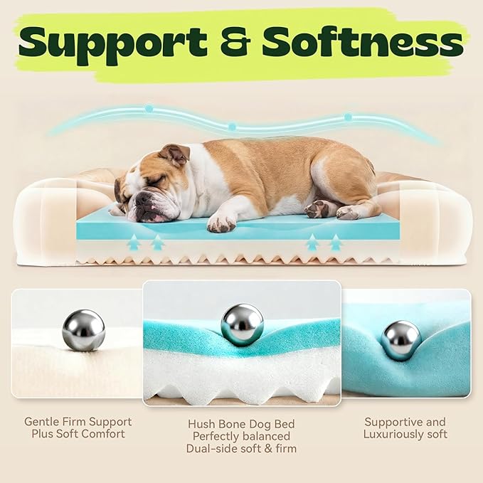 Cooling Dog Beds for Medium Large Dogs with Removable Washable Covers,Rectangle Orthopedic Sofa Bed with Cool Gel Memory Foam and Egg Crate Foam Waterproof fit Old Large Sized Pets