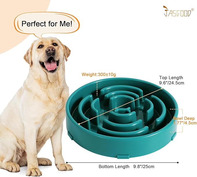 Slow Feeder Dog Bowls for Large Dogs Anti-Chocking Slower Feeder Dog Puzzle Bowl Pet Slow Eating Interactive Bloat Stop Dog Food Bowl JASGOOD,Dark Green,Large