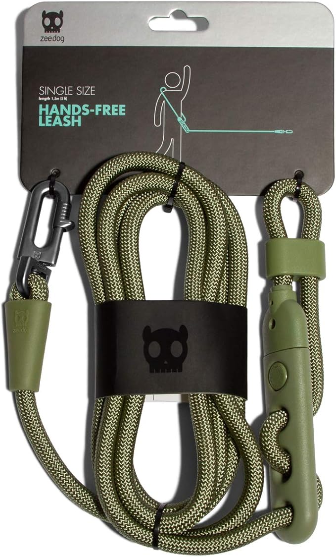 Army Green 4-in-1 Hands-Free Dog Leash – Adjustable for Crossbody, Waist, Long Leash, or Tether Use – Stylish, Lightweight, and Comfortable for Everyday Walks